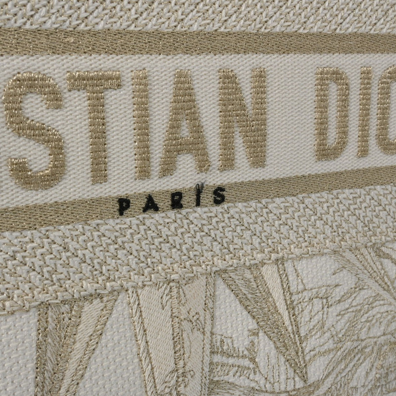 CHRISTIAN DIOR クリスチャンディオール ブックトート ミディアム  ホワイト/ゴールド レディース キャンバス ハンドバッグ Aランク 中古 銀蔵