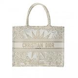 CHRISTIAN DIOR クリスチャンディオール ブックトート ミディアム  ホワイト/ゴールド レディース キャンバス ハンドバッグ Aランク 中古 銀蔵