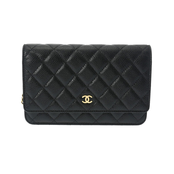 CHANEL シャネル マトラッセ クラシック チェーンウォレット 黒 AP0250 レディース キャビアスキン ショルダーバッグ 新同 中古 銀蔵