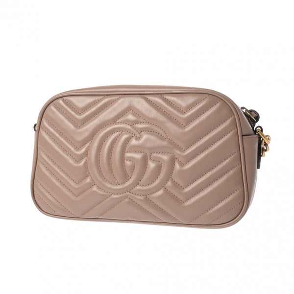 GUCCI グッチ GGマーモント スモールショルダー ピンク/ベージュ レディース レザー ショルダーバッグ Aランク 中古 銀蔵