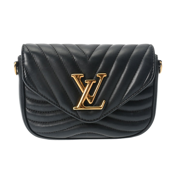 LOUIS VUITTON ルイヴィトン ニューウェーブ ミュルティポシェット ブラック M56461 レディース カーフレザー ショルダーバッグ Bランク 中古 銀蔵