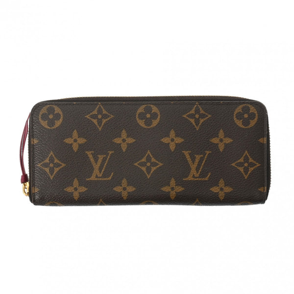 LOUIS VUITTON ルイヴィトン モノグラム ポルトフォイユクレマンス ブラウン/フューシャ レディース モノグラムキャンバス 長財布 ABランク 中古 銀蔵