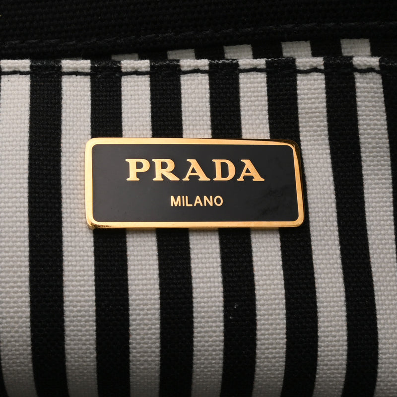 PRADA プラダ カナパ ミニ ブラック レディース キャンバス ハンドバッグ Aランク 中古 銀蔵