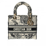 CHRISTIAN DIOR クリスチャンディオール Lady D-Lite ミディアム ホワイト/ブラック レディース トワルドゥジュイ ハンドバッグ Aランク 中古 銀蔵