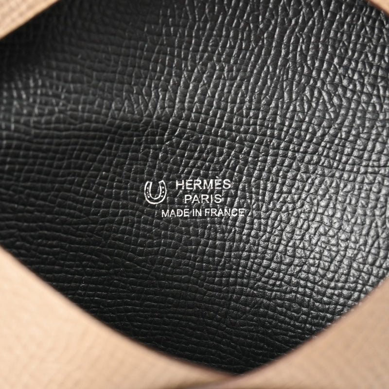 HERMES エルメス カルヴィ パーソナルオーダー エトゥープ/ブラック Z刻印(2021年頃) ユニセックス ヴォーエプソン カードケース 新同 中古 銀蔵