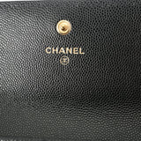 CHANEL シャネル ボーイシャネル 二ツ折長財布 ブラック レディース キャビアスキン 長財布 新同 中古 銀蔵