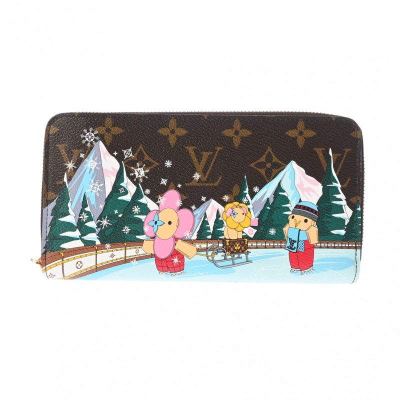 LOUIS VUITTON ルイヴィトン モノグラム ジッピーウォレット ヴィヴィエンヌ ホリデー ブラウン ピンク M82614 レディース モノグラムキャンバス 長財布 未使用 銀蔵