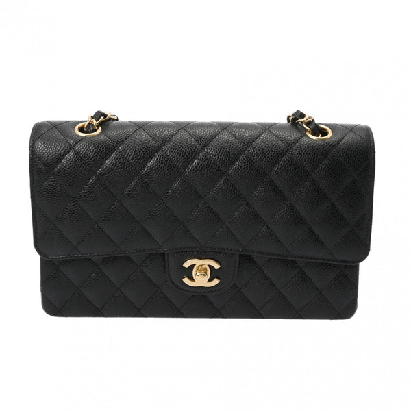 CHANEL シャネル マトラッセ チェーンショルダー Wフラップ 25cm ブラック A01112 レディース キャビアスキン ショルダーバッグ 未使用 銀蔵