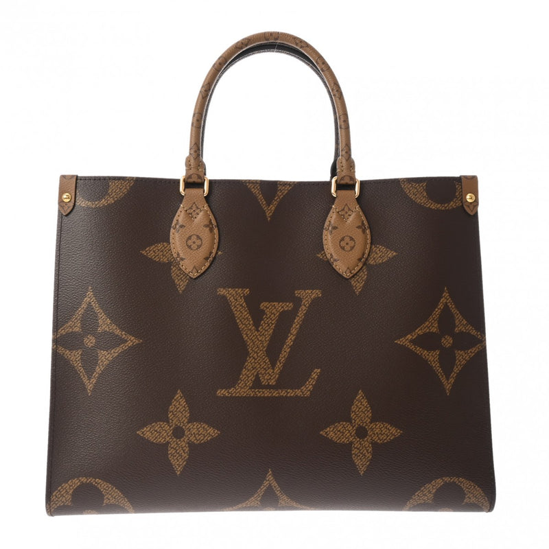 LOUIS VUITTON ルイヴィトン モノグラムジャイアント オンザゴー MM 2WAYトート ブラウン レディース モノグラムリバースキャンバス ハンドバッグ Aランク 中古 銀蔵