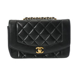 CHANEL シャネル マトラッセ ダイアナ チェーンショルダー 22cm  ブラック A01164 レディース ラムスキン ショルダーバッグ ABランク 中古 銀蔵