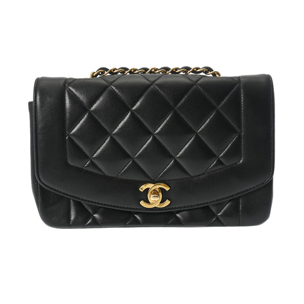 CHANEL シャネル マトラッセ ダイアナ チェーンショルダー 22cm  ブラック A01164 レディース ラムスキン ショルダーバッグ ABランク 中古 銀蔵