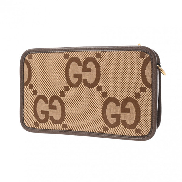 GUCCI グッチ ジャンボGG ミニバッグ キャメル/エボニー 696075 レディース キャンバス ショルダーバッグ Aランク 中古 銀蔵