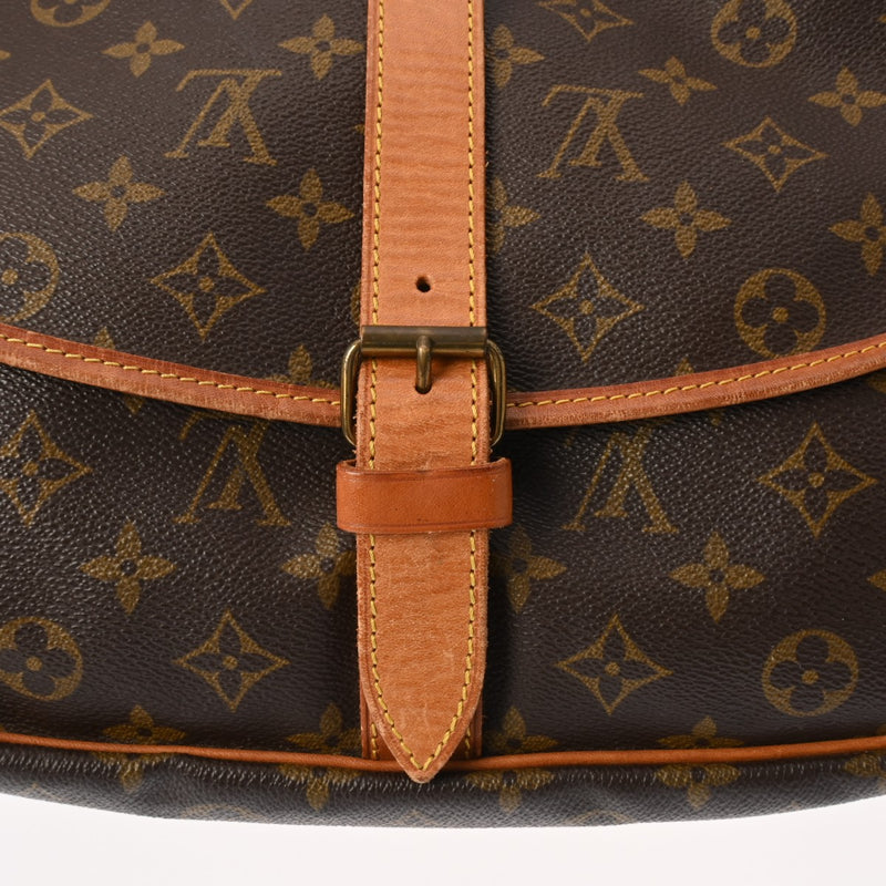 LOUIS VUITTON ルイヴィトン モノグラム ソミュール 35 ブラウン M42254 レディース モノグラムキャンバス ショルダーバッグ Bランク 中古 銀蔵