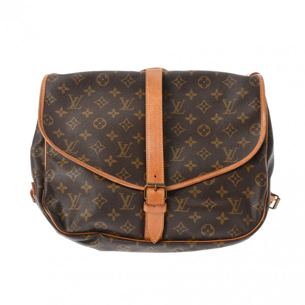 LOUIS VUITTON ルイヴィトン モノグラム ソミュール 35 ブラウン M42254 レディース モノグラムキャンバス ショルダーバッグ Bランク 中古 銀蔵