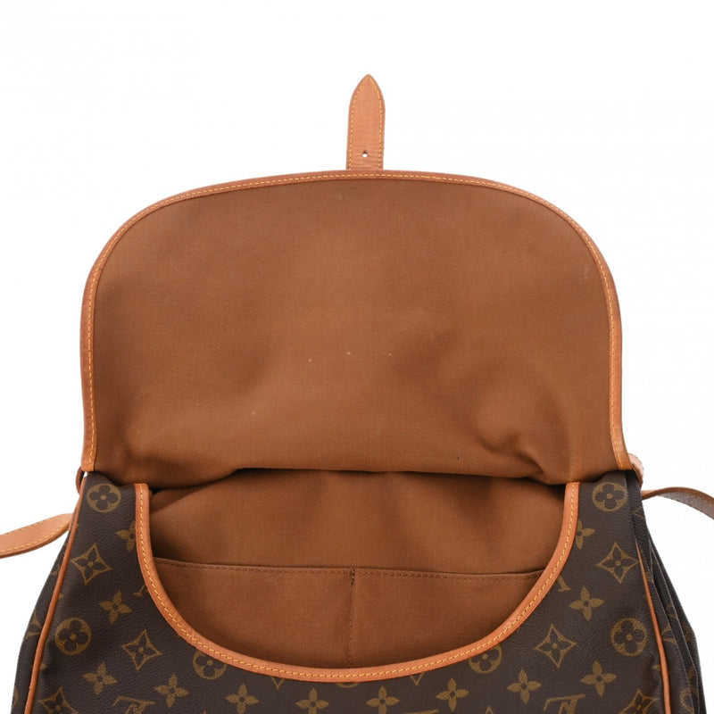 LOUIS VUITTON ルイヴィトン モノグラム ソミュール 35 ブラウン M42254 レディース モノグラムキャンバス ショルダーバッグ Bランク 中古 銀蔵