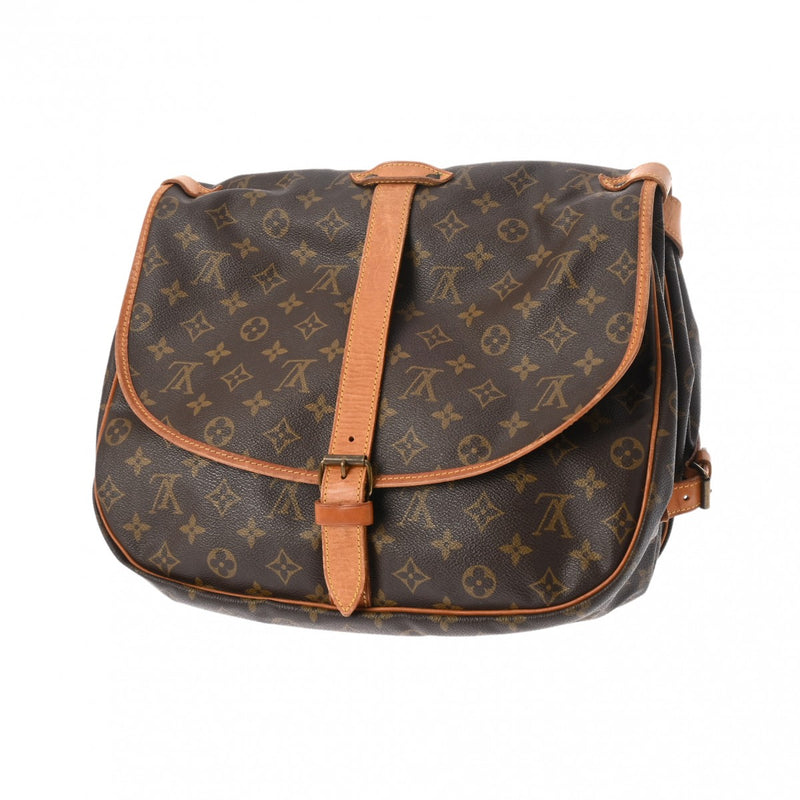 LOUIS VUITTON ルイヴィトン モノグラム ソミュール 35 ブラウン M42254 レディース モノグラムキャンバス ショルダーバッグ Bランク 中古 銀蔵