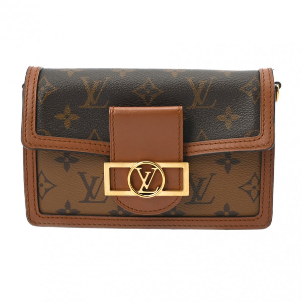 LOUIS VUITTON ルイヴィトン モノグラムリバース ポルトフォイユ ドーフィーヌ 2WAYクラッチ ブラウン M68746 レディース モノグラムキャンバス ショルダーバッグ ABランク 中古 銀蔵