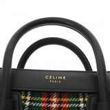 CELINE セリーヌ ラゲージ ナノショッパー チェック柄 2WAY マルチカラー/ブラック レディース ウール/カーフ ハンドバッグ Aランク 中古 銀蔵