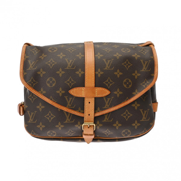 LOUIS VUITTON ルイヴィトン モノグラム ソミュール 30 ブラウン M42256 レディース モノグラムキャンバス ショルダーバッグ Bランク 中古 銀蔵