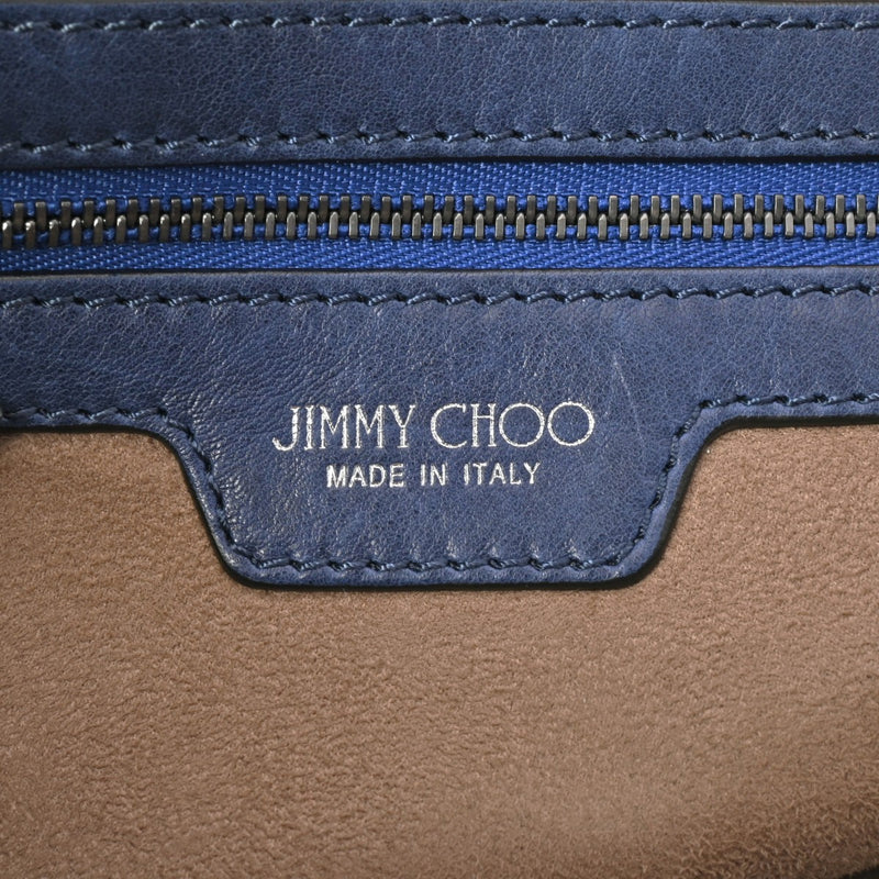 JIMMY CHOO ジミーチュウ ピムリコ スタースタッズ ネイビー レディース レザー トートバッグ Bランク 中古 銀蔵