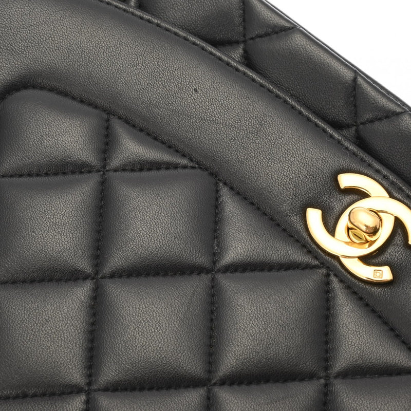 CHANEL シャネル マトラッセ ダイアナ 25cm チェーンショルダー  ブラック レディース ラムスキン ショルダーバッグ ABランク 中古 銀蔵