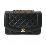 CHANEL シャネル マトラッセ ダイアナ 25cm チェーンショルダー  ブラック レディース ラムスキン ショルダーバッグ ABランク 中古 銀蔵