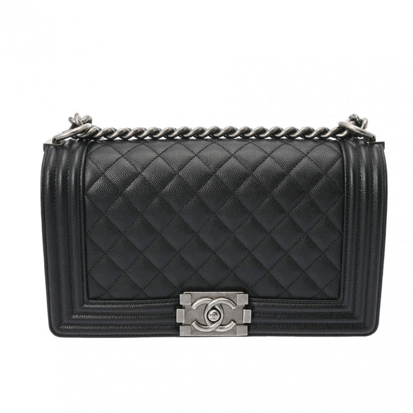 CHANEL シャネル ボーイシャネル チェーンショルダー 25cm ブラック A67086 レディース キャビアスキン ショルダーバッグ Aランク 中古 銀蔵