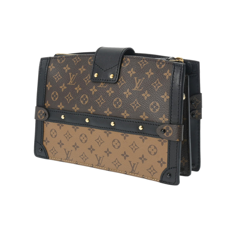 LOUIS VUITTON ルイヴィトン モノグラムリバース トランククラッチ 2WAYショルダー ブラウン メンズ モノグラムキャンバス セカンドバッグ 新同 中古 銀蔵