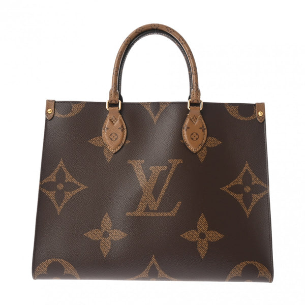 LOUIS VUITTON ルイヴィトン モノグラムジャイアント オンザゴー MM 2WAYトート ブラウン レディース モノグラムリバースキャンバス ハンドバッグ Aランク 中古 銀蔵