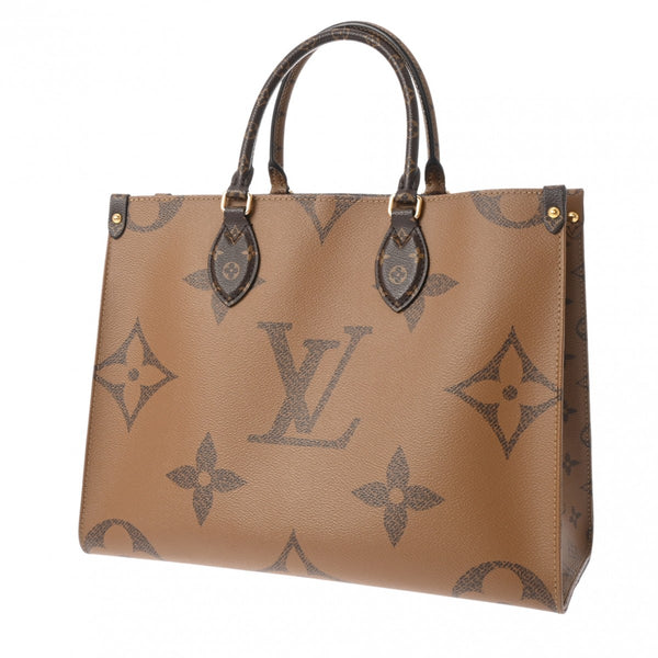 LOUIS VUITTON ルイヴィトン モノグラムジャイアント オンザゴー MM 2WAYトート ブラウン レディース モノグラムリバースキャンバス ハンドバッグ Aランク 中古 銀蔵