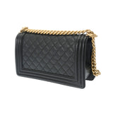 CHANEL シャネル ボーイシャネル チェーンショルダー 25cm ブラック A67086 レディース キャビアスキン ショルダーバッグ Aランク 中古 銀蔵