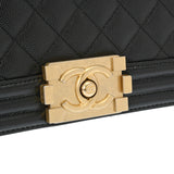 CHANEL シャネル ボーイシャネル チェーンショルダー 25cm ブラック A67086 レディース キャビアスキン ショルダーバッグ Aランク 中古 銀蔵