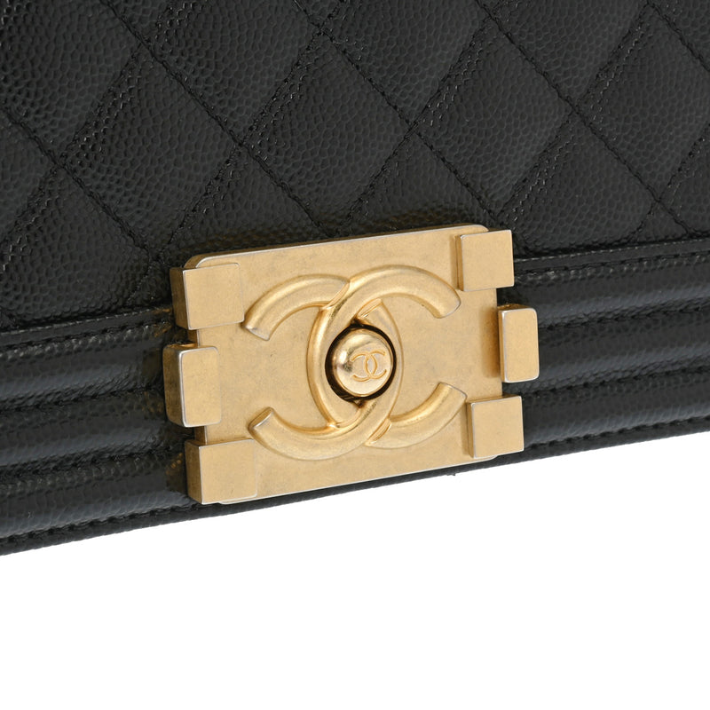 CHANEL シャネル ボーイシャネル チェーンショルダー 25cm ブラック A67086 レディース キャビアスキン ショルダーバッグ Aランク 中古 銀蔵