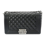 CHANEL シャネル ボーイシャネル チェーンショルダー 25cm ブラック A67086 レディース キャビアスキン ショルダーバッグ 新同 中古 銀蔵