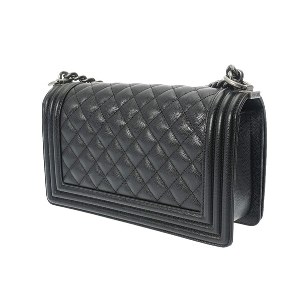 CHANEL シャネル ボーイシャネル チェーンショルダー 25cm ブラック A67086 レディース キャビアスキン ショルダーバッグ 新同 中古 銀蔵