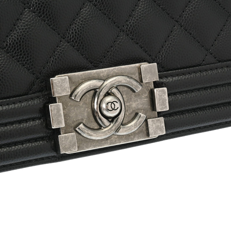 CHANEL シャネル ボーイシャネル チェーンショルダー 25cm ブラック A67086 レディース キャビアスキン ショルダーバッグ 新同 中古 銀蔵