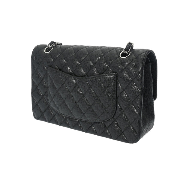 CHANEL シャネル マトラッセ チェーンショルダー Wフラップ 25cm ブラック A01112 レディース キャビアスキン ショルダーバッグ Aランク 中古 銀蔵