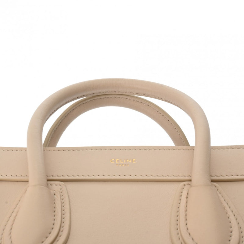 CELINE セリーヌ ラゲージ ナノショッパー 2WAY ベージュ 189243 レディース スムースカーフ ハンドバッグ Aランク 中古 銀蔵