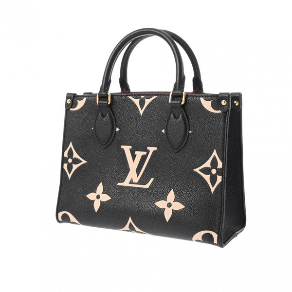 LOUIS VUITTON ルイヴィトン モノグラムアンプラント オンザゴー PM 2WAY 黒/ベージュ M45659 RFIDタグ(ICチップ) レディース レザー ハンドバッグ Aランク 中古 銀蔵