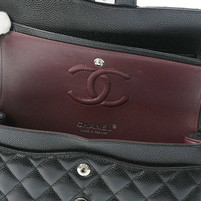 CHANEL シャネル マトラッセ チェーンショルダー 23cm Wフラップ ブラック A01113 レディース キャビアスキン ショルダーバッグ Aランク 中古 銀蔵