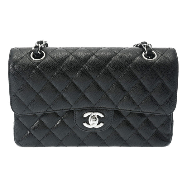 CHANEL シャネル マトラッセ チェーンショルダー 23cm Wフラップ ブラック A01113 レディース キャビアスキン ショルダーバッグ Aランク 中古 銀蔵