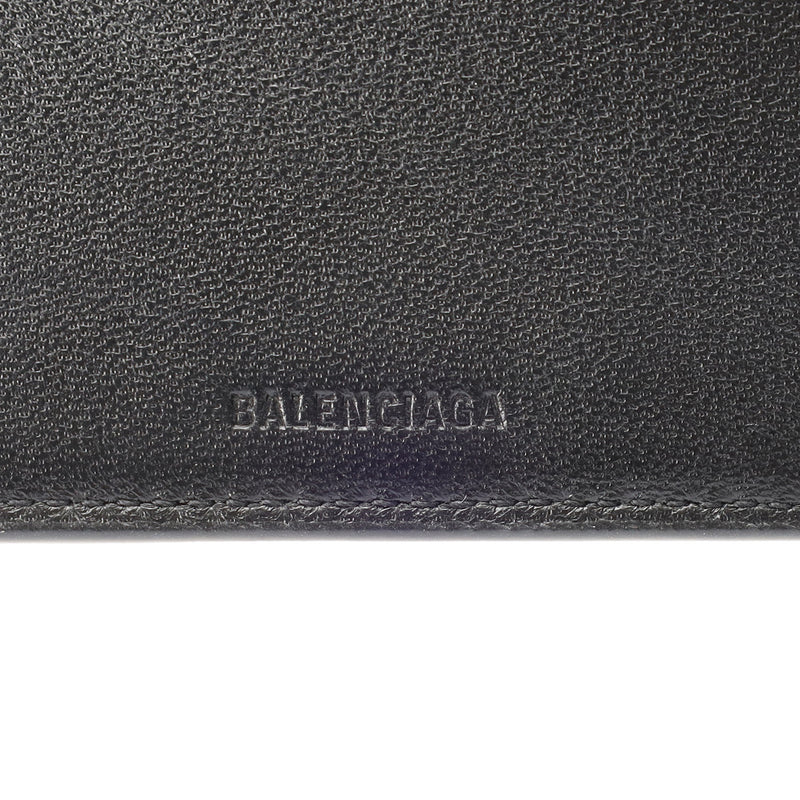 BALENCIAGA バレンシアガ ロゴグラム バイフォールド ウォレット ブラック/グレー 594549 レディース カーフ 二つ折り財布 新同 中古 銀蔵