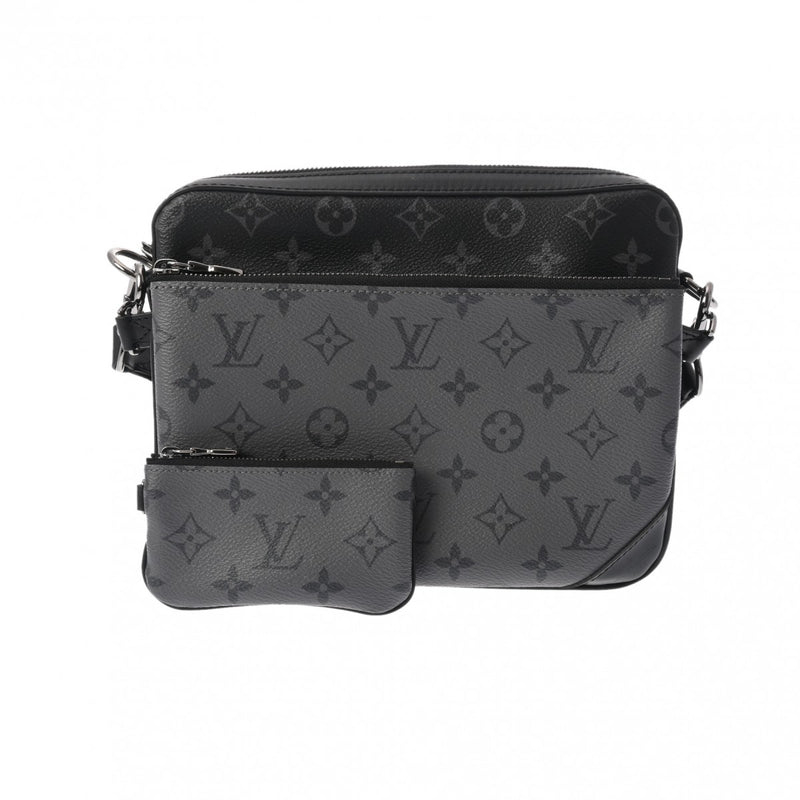 LOUIS VUITTON ルイヴィトン モノグラムエクリプス トリオメッセンジャー 黒/グレー M69443 メンズ モノグラムエクリプスキャンバス ショルダーバッグ Aランク 中古 銀蔵