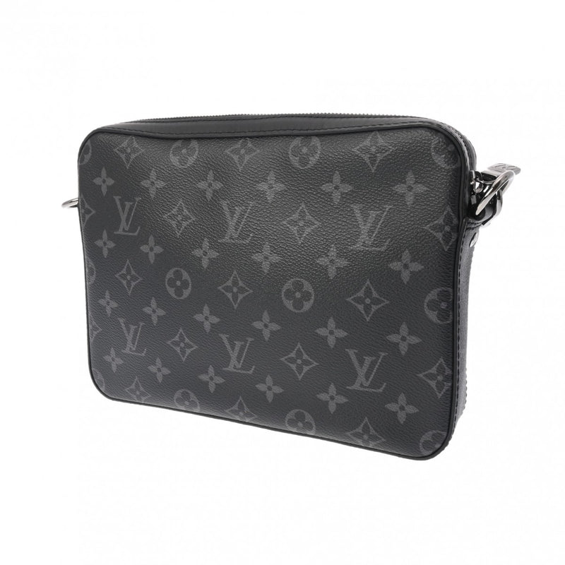 LOUIS VUITTON ルイヴィトン モノグラムエクリプス トリオメッセンジャー 黒/グレー M69443 メンズ モノグラムエクリプスキャンバス ショルダーバッグ Aランク 中古 銀蔵