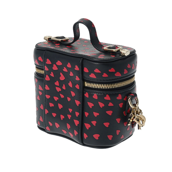 CHRISTIAN DIOR クリスチャンディオール レディディオール マイクロ バニティ ハート柄 2WAY ネイビー/レッド S09180SGA レディース レザー バニティバッグ Aランク 中古 銀蔵
