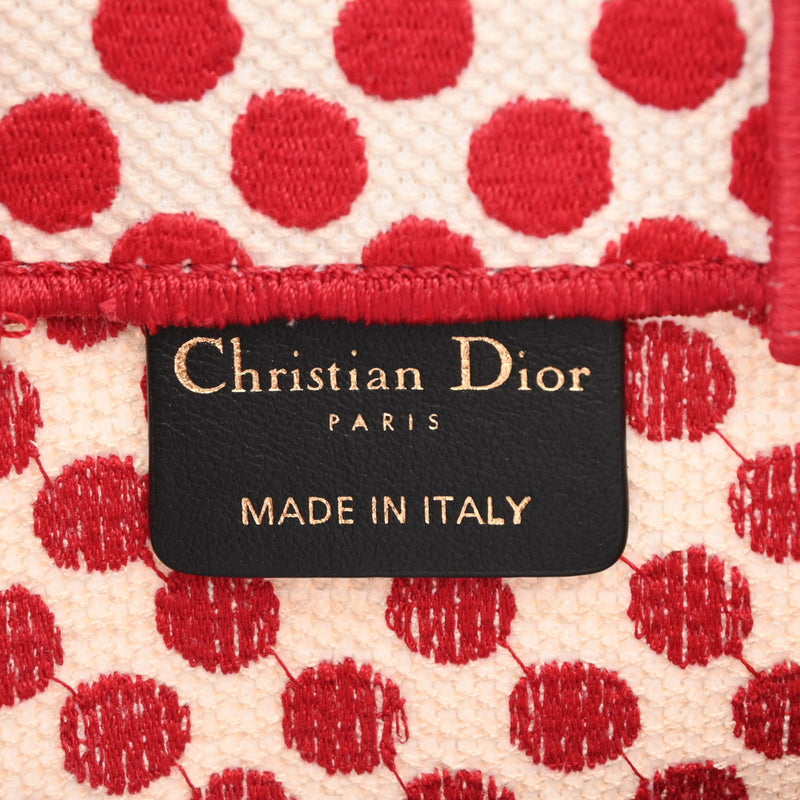 CHRISTIAN DIOR クリスチャンディオール バーティカルブックトート フラワー レッド/ホワイト レディース キャンバス ハンドバッグ Aランク 中古 銀蔵