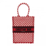 CHRISTIAN DIOR クリスチャンディオール バーティカルブックトート フラワー レッド/ホワイト レディース キャンバス ハンドバッグ Aランク 中古 銀蔵