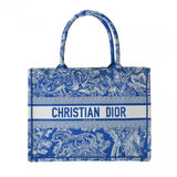 CHRISTIAN DIOR クリスチャンディオール ブックトート ミディアムサイズ ブルー/ホワイト レディース ジャガード ハンドバッグ Aランク 中古 銀蔵