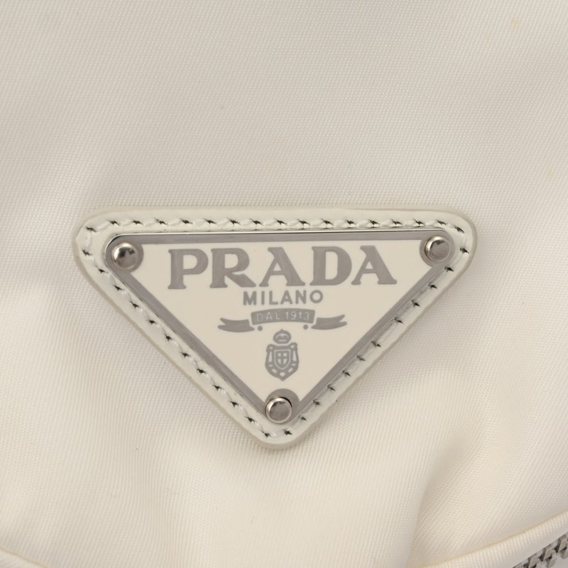 PRADA プラダ シニョー ホワイト 1BC160 レディース ナイロン レザー ワンショルダーバッグ Bランク 中古 銀蔵