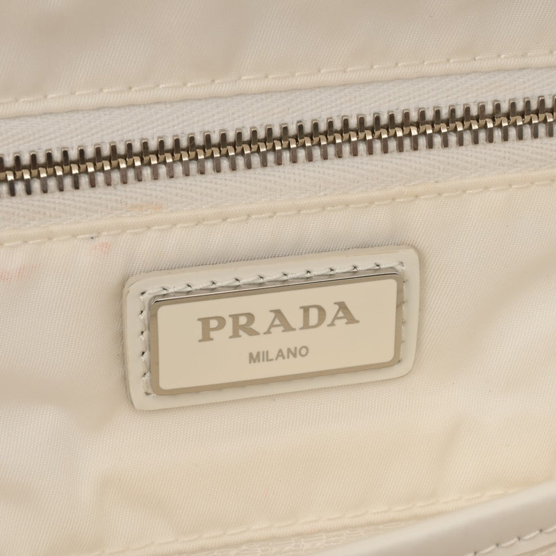 PRADA プラダ シニョー ホワイト 1BC160 レディース ナイロン レザー ワンショルダーバッグ Bランク 中古 銀蔵